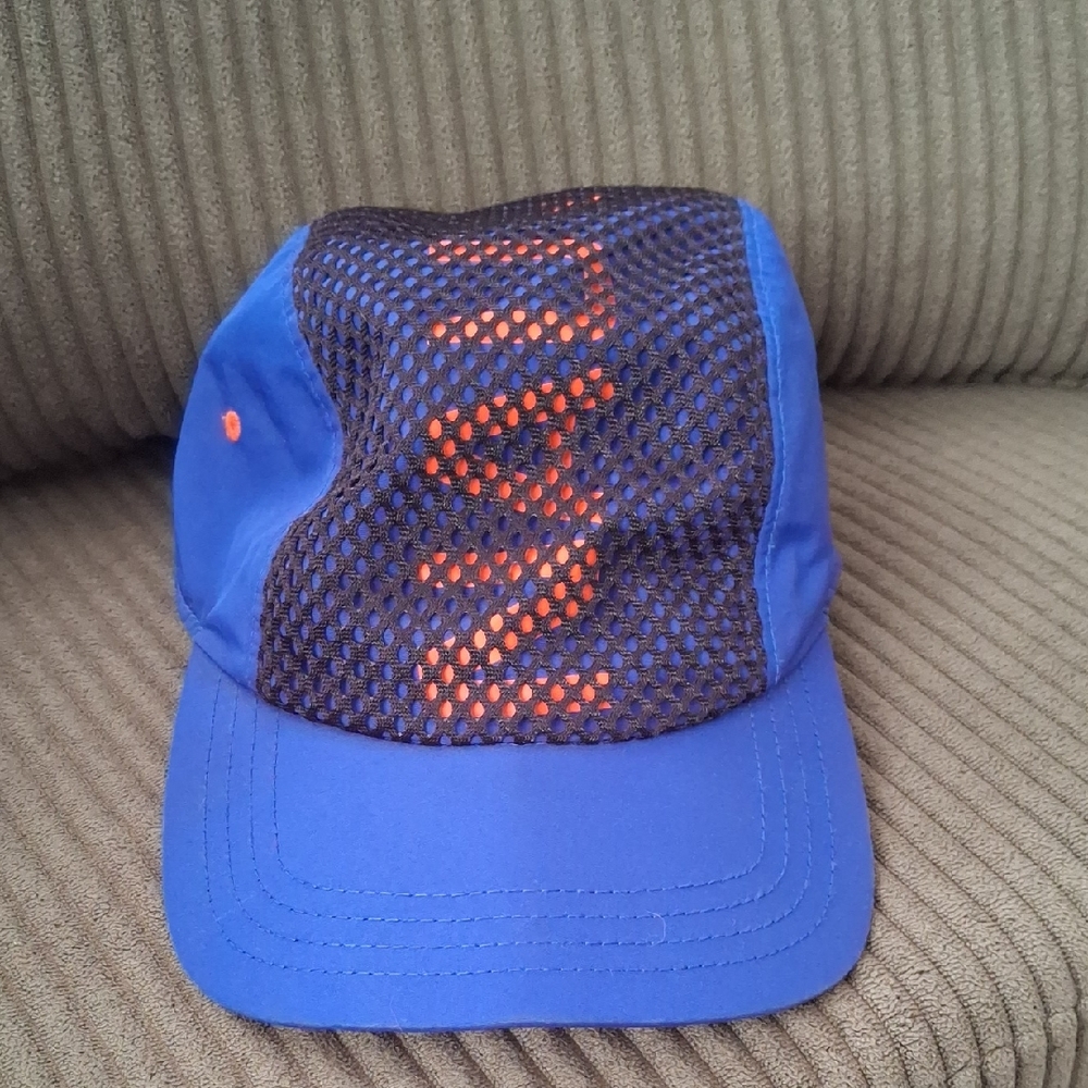 NAUTICA Blue and Black Mesh Cap with Orange Accent